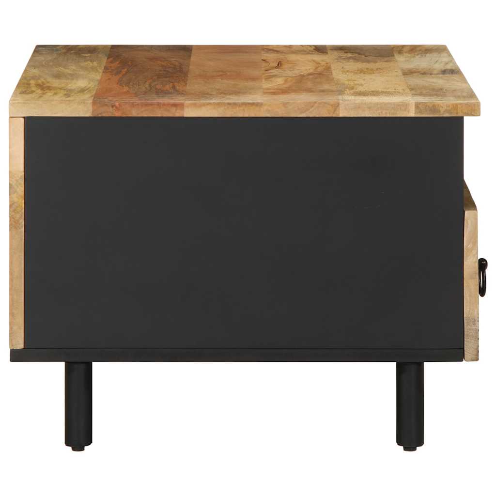 Coffee Table Black 80x54x40 cm Solid Rough Wood Mango